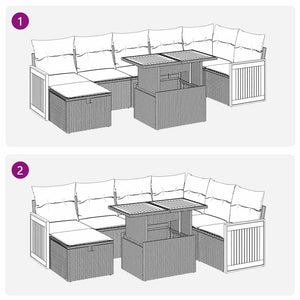 vidaXL 5-Piece Garden Sofa Set with Cushions Black Poly Rattan