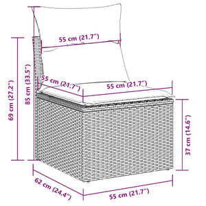 vidaXL 5-Piece Garden Sofa Set with Cushions Black Poly Rattan