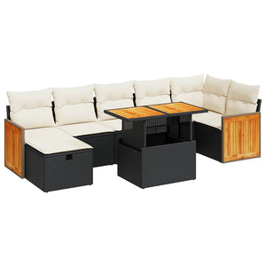vidaXL 5-Piece Garden Sofa Set with Cushions Black Poly Rattan