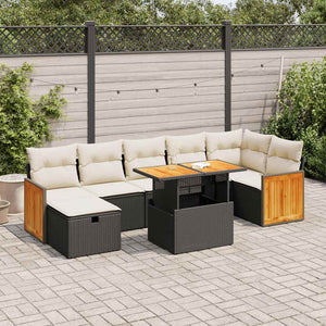 vidaXL 5-Piece Garden Sofa Set with Cushions Black Poly Rattan