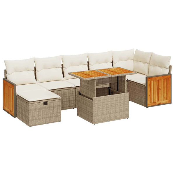 vidaXL 5-Piece Garden Sofa Set with Cushions Beige Poly Rattan