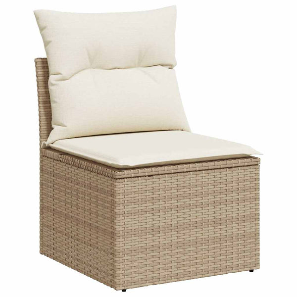 vidaXL 5-Piece Garden Sofa Set with Cushions Beige Poly Rattan