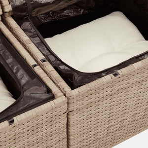 vidaXL 5-Piece Garden Sofa Set with Cushions Beige Poly Rattan