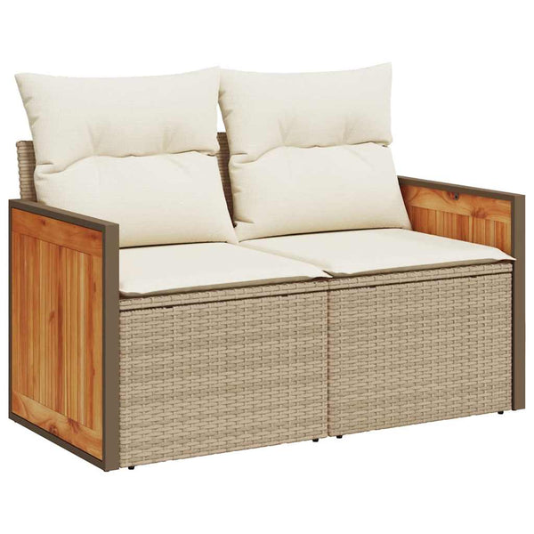 vidaXL 5-Piece Garden Sofa Set with Cushions Beige Poly Rattan
