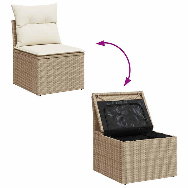 vidaXL 5-Piece Garden Sofa Set with Cushions Beige Poly Rattan