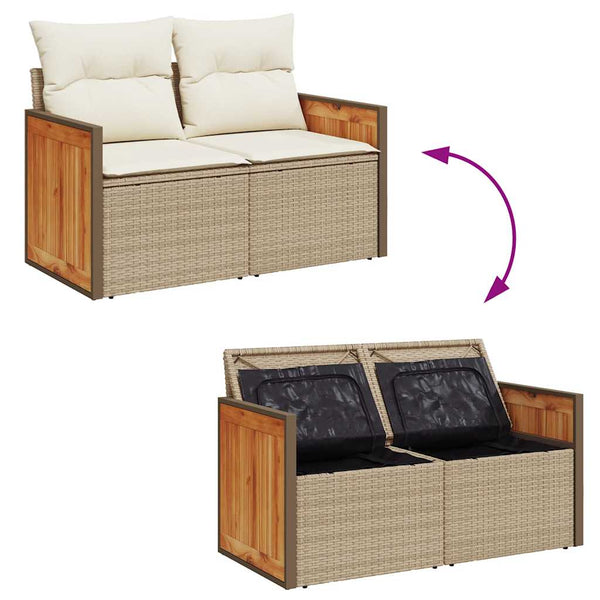 vidaXL 5-Piece Garden Sofa Set with Cushions Beige Poly Rattan