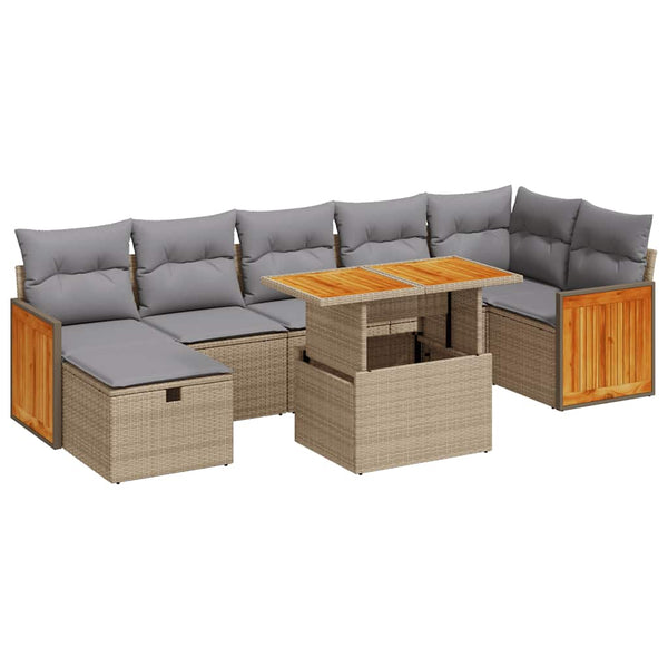 vidaXL 5-Piece Garden Sofa Set with Cushions Beige Poly Rattan