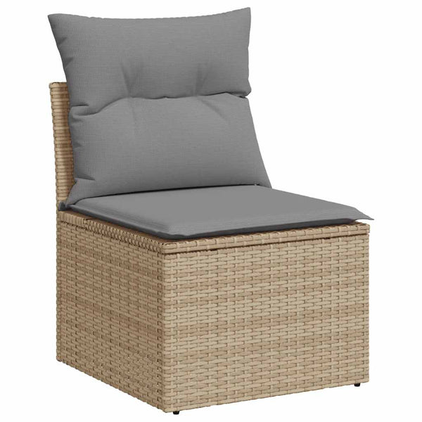 vidaXL 5-Piece Garden Sofa Set with Cushions Beige Poly Rattan