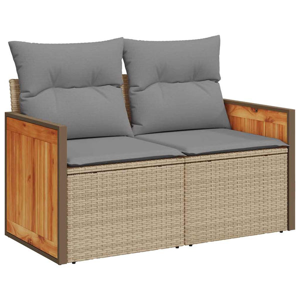vidaXL 5-Piece Garden Sofa Set with Cushions Beige Poly Rattan