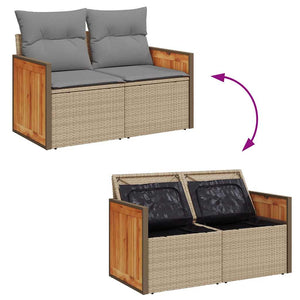 vidaXL 5-Piece Garden Sofa Set with Cushions Beige Poly Rattan