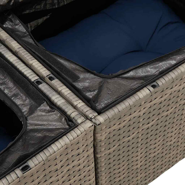 vidaXL 8-piece Garden Sofa Set with Cushions Grey Poly Rattan Acacia