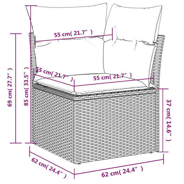 vidaXL 8-piece Garden Sofa Set with Cushions Grey Poly Rattan Acacia