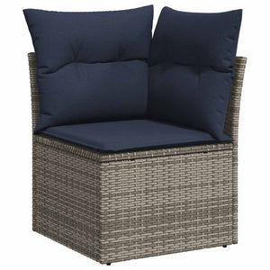 vidaXL 8-piece Garden Sofa Set with Cushions Grey Poly Rattan Acacia