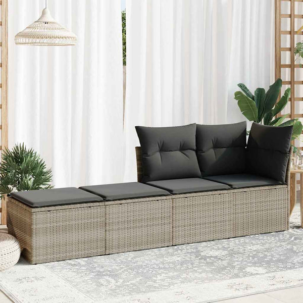 vidaXL 2-piece Garden Sofa Set with Cushions Light Grey Poly Rattan