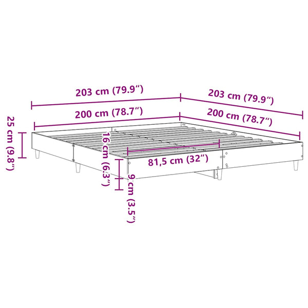 Bettgestell Schwarz 200x200 cm