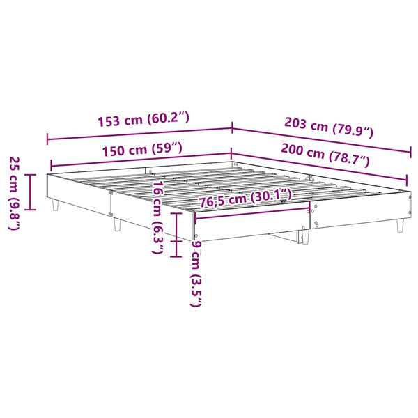 Bettgestell Betongrau 150x200 cm