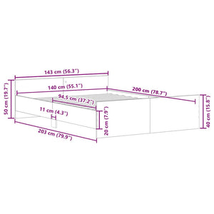 Bettgestell 140x200 Altholz-Optik