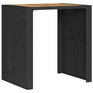 3-tlg. Gartenbar Set Schwarz Poly Rattan Akazie