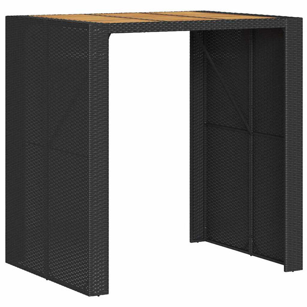 3-tlg. Gartenbar Set Schwarz Poly Rattan Akazie