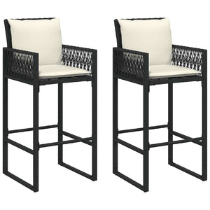 3-tlg. Gartenbar Set Schwarz Poly Rattan Akazie