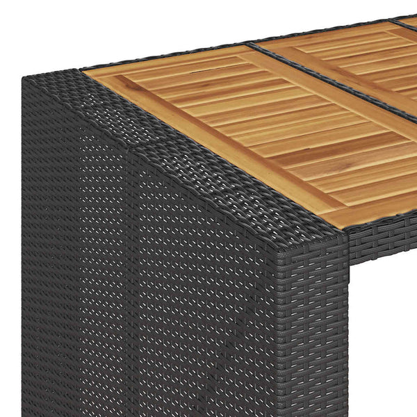 3-tlg. Gartenbar Set Schwarz Poly Rattan Akazie