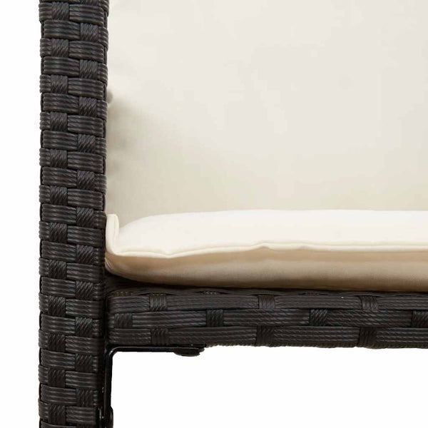 3-tlg. Gartenbar Set Schwarz Poly Rattan Akazie