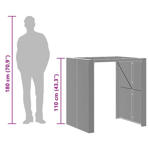 3-tlg. Gartenbar Set Schwarz Poly Rattan Akazie