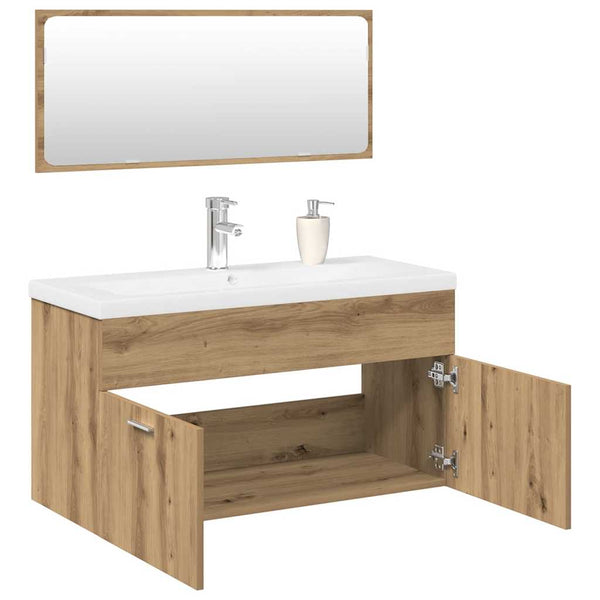 vidaXL 3-Piece Bathroom Furniture Set Artisan Oak Engineered Wood