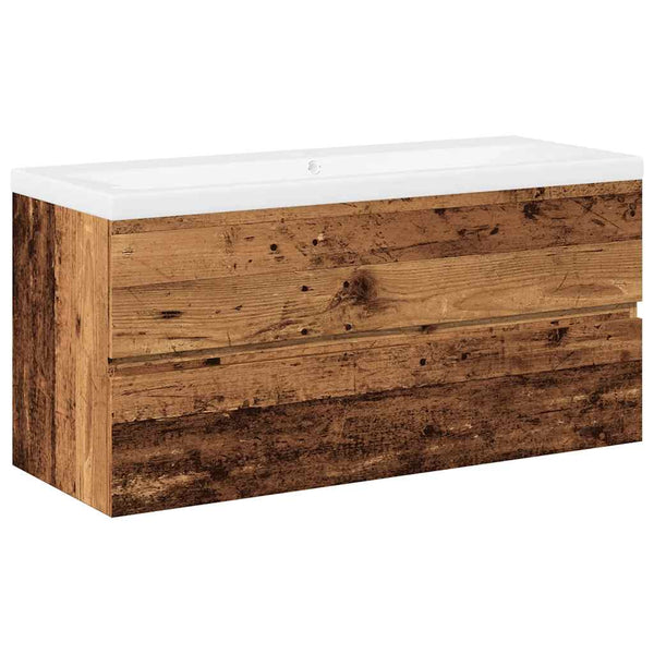 vidaXL Bathroom Vanity Unit with Integrated Sink Reclaimed Wood Look