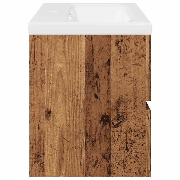 vidaXL Bathroom Vanity Unit with Integrated Sink Reclaimed Wood Look