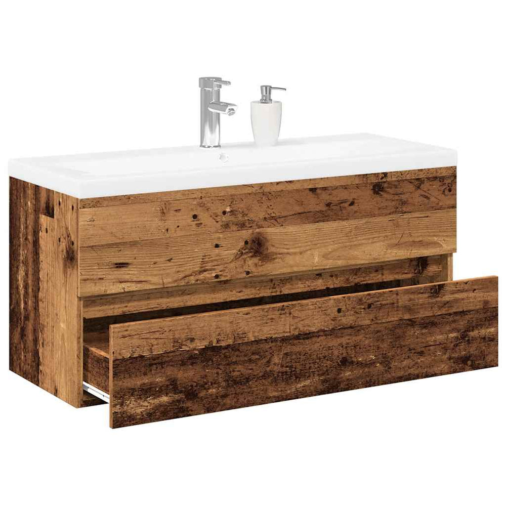 vidaXL Bathroom Vanity Unit with Integrated Sink Reclaimed Wood Look