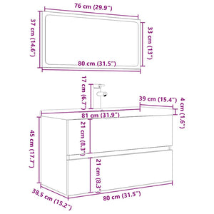 vidaXL 3-Piece Bathroom Furniture Set Reclaimed Wood Look Engineered Wood