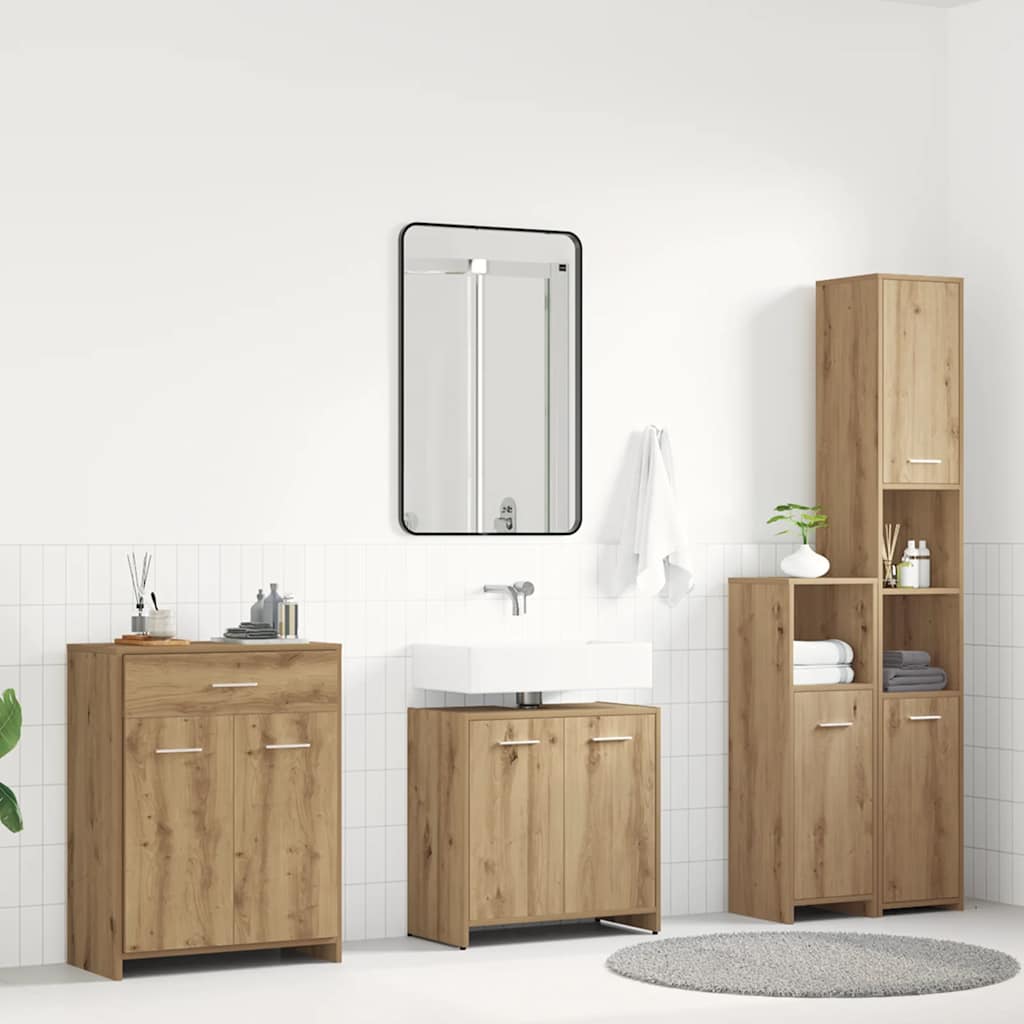 vidaXL 4-Piece Bathroom Furniture Set Artisan Oak Engineered Wood