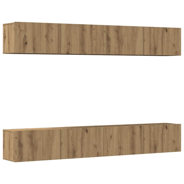 4-teiliges TV-Wandschrank-Set Eiche
