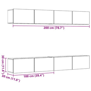 4-teiliges TV-Wandschrank-Set Eiche