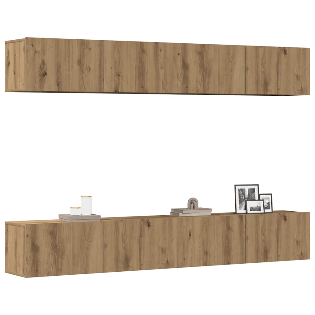 4-teiliges TV-Wandschrank-Set Eiche