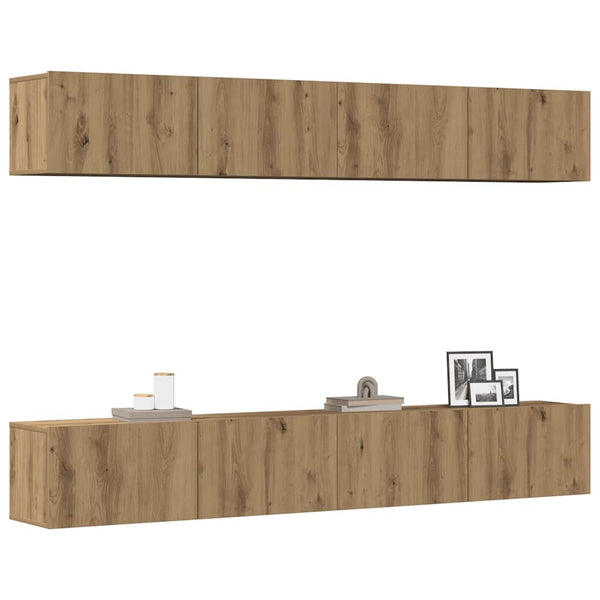 4-teiliges TV-Wandschrank-Set Eiche