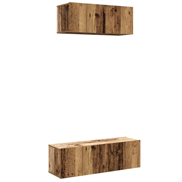 vidaXL 2-Piece TV Cabinet Set Wall-Mounted Reclaimed Wood Look Engineered Wood