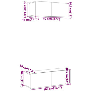 vidaXL 2-Piece TV Cabinet Set Wall-Mounted Reclaimed Wood Look Engineered Wood