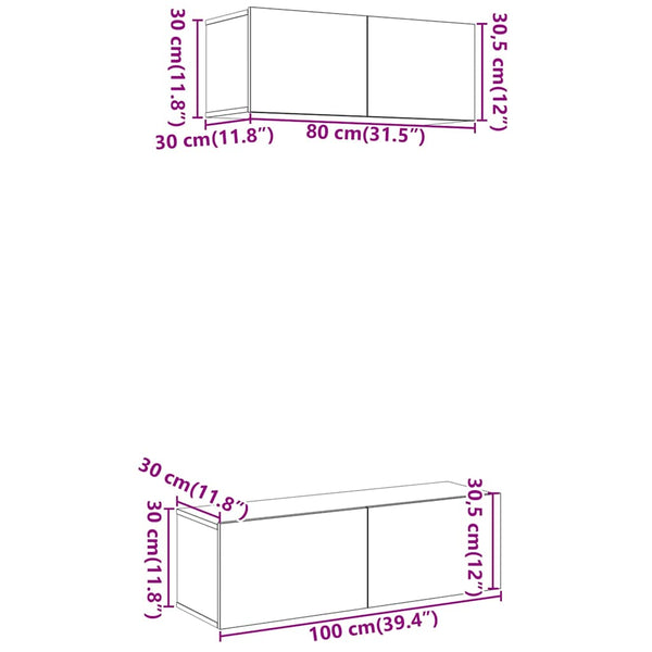vidaXL 2-Piece TV Cabinet Set Wall-Mounted Reclaimed Wood Look Engineered Wood