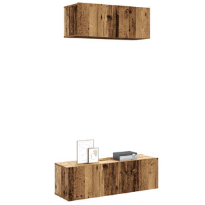 vidaXL 2-Piece TV Cabinet Set Wall-Mounted Reclaimed Wood Look Engineered Wood