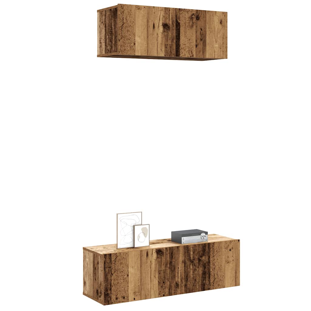 vidaXL 2-Piece TV Cabinet Set Wall-Mounted Reclaimed Wood Look Engineered Wood