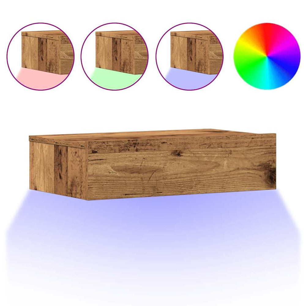 Nachttisch Altholz-Optik mit LED