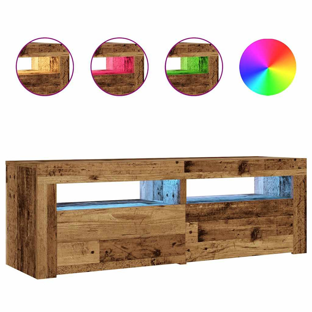 Nachttische mit LEDs, 2er Set, Altholz-Optik