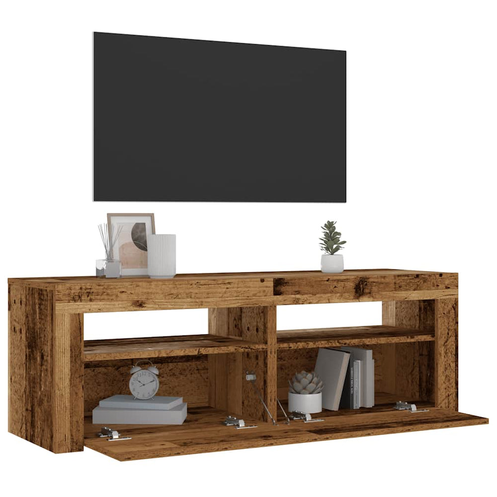 Nachttische mit LEDs, 2er Set, Altholz-Optik