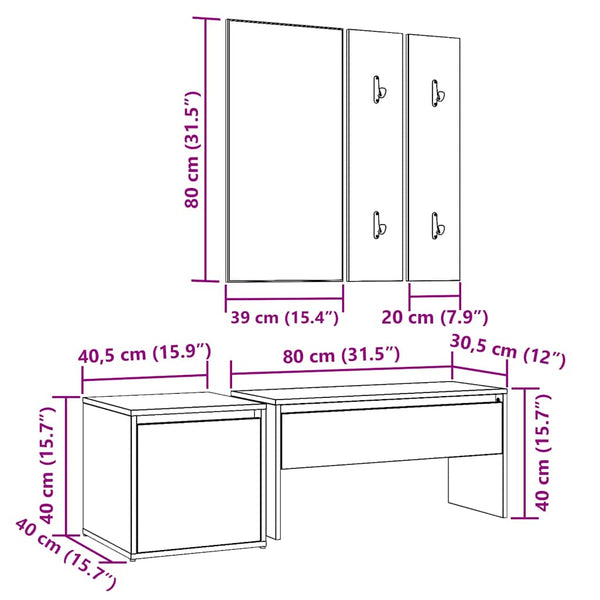 Garderoben-Set Altholz-Optik