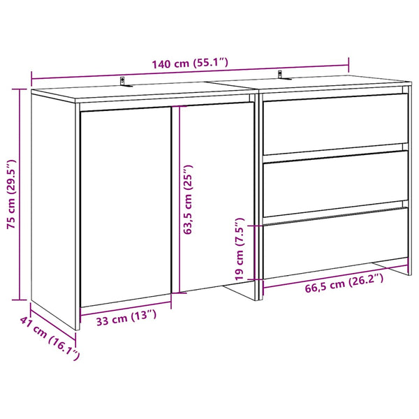2-tlg. Sideboard Altholz-Optik