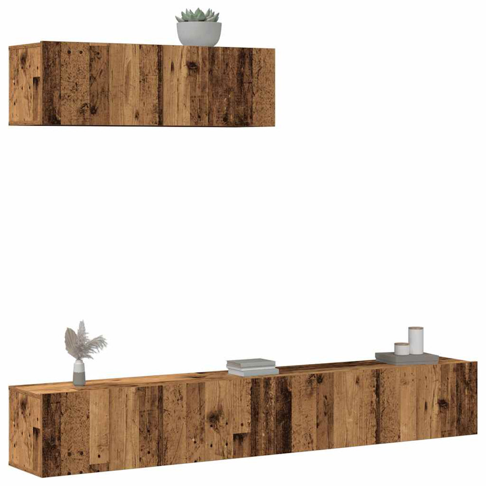 vidaXL 3-Piece TV Cabinet Set Wall-Mounted Reclaimed Wood Look Engineered Wood