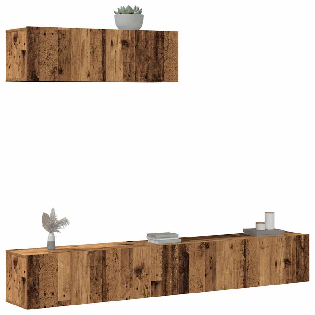 vidaXL 3-Piece TV Cabinet Set Wall-Mounted Reclaimed Wood Look Engineered Wood