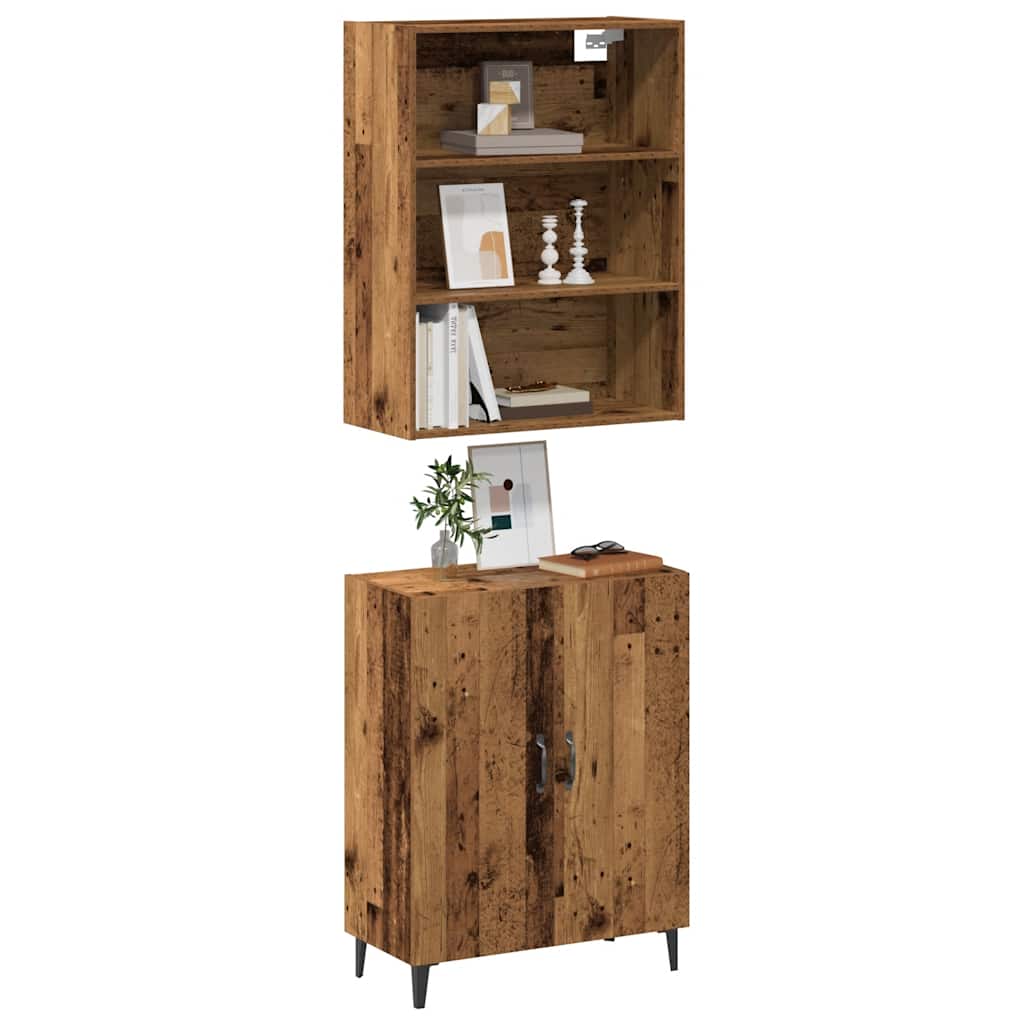 Sideboard mit Wandschrank Altholz-Optik